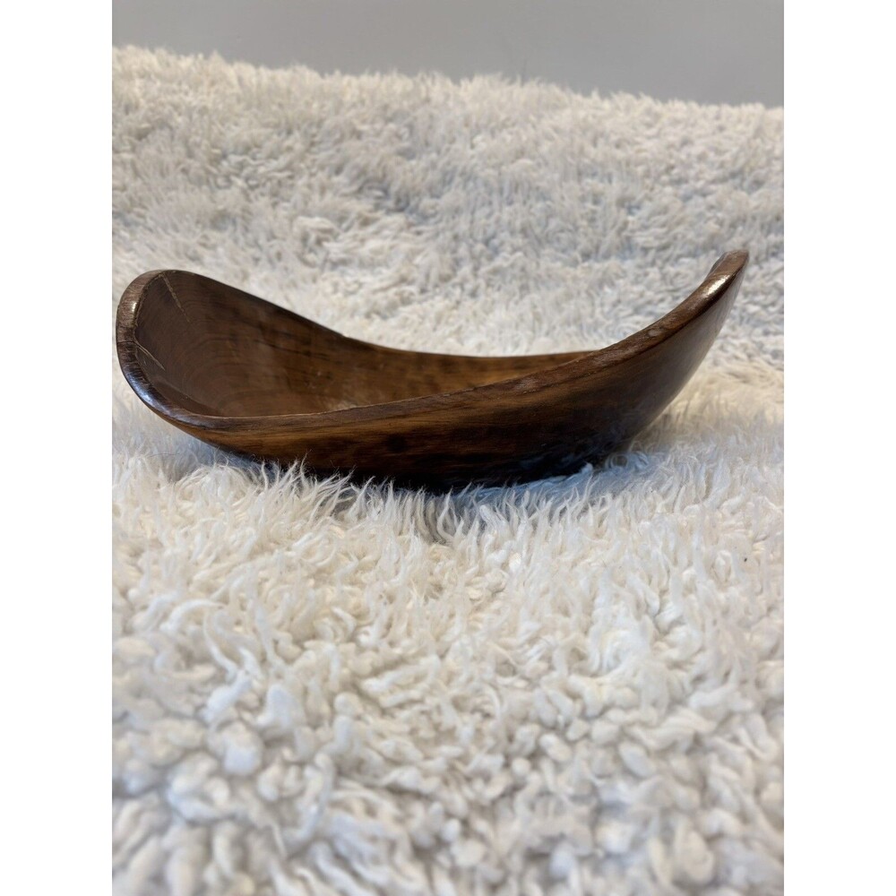 VINTAGE Wood MCM Lacquered Curvy Rectangular 15”x8.5”x6” Bowl  Possibly Teak